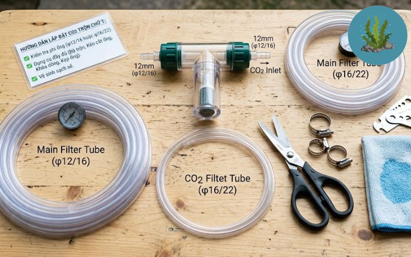 Cách lắp bộ trộn CO2 chữ T