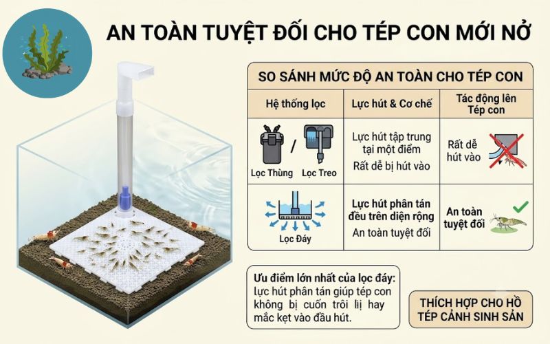 lọc đáy trong hồ nuôi tép cảnh