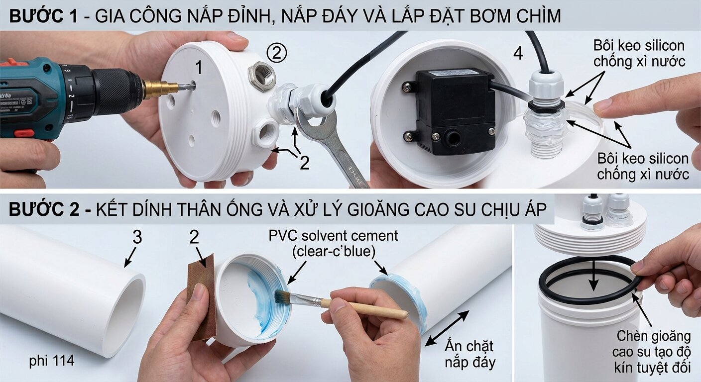 tự chế lọc thùng PVC phi 114