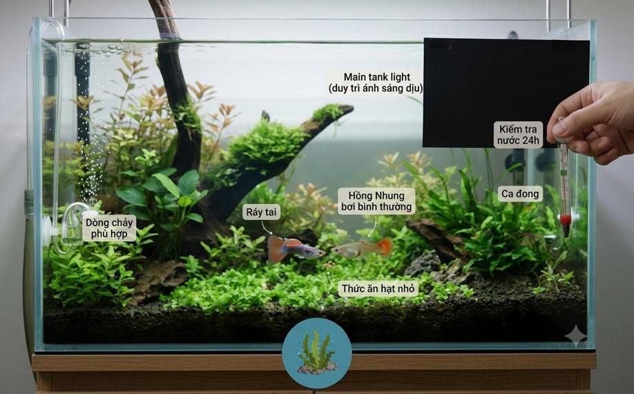 thả cá mới mua vào hồ