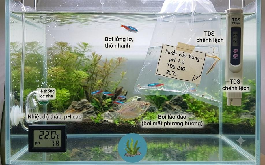 thả cá mới mua vào hồ